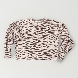 Lush Cropped Pink Brown Zebra Sweater Top Womens Size M Maximalist Animal Print